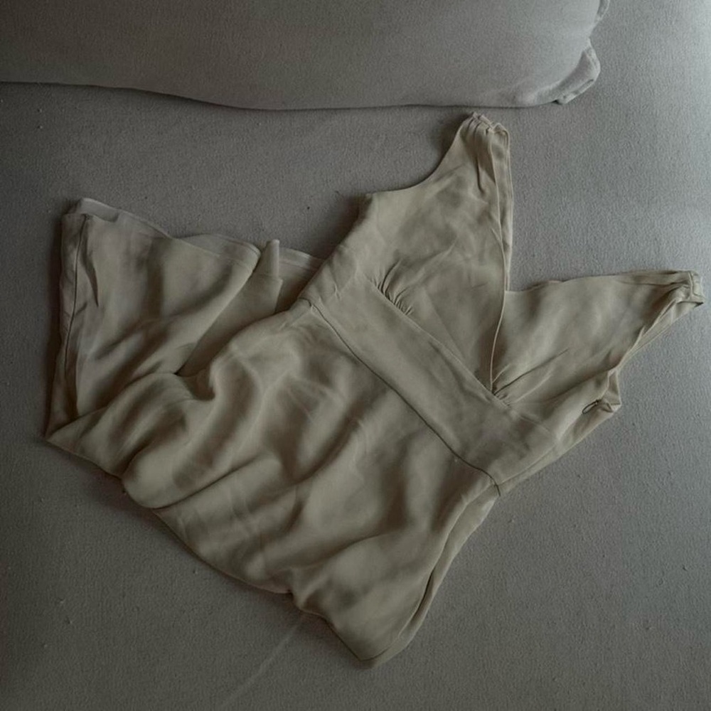 100% silk vintage J. Crew cream - ivory summer classic dress silk midi